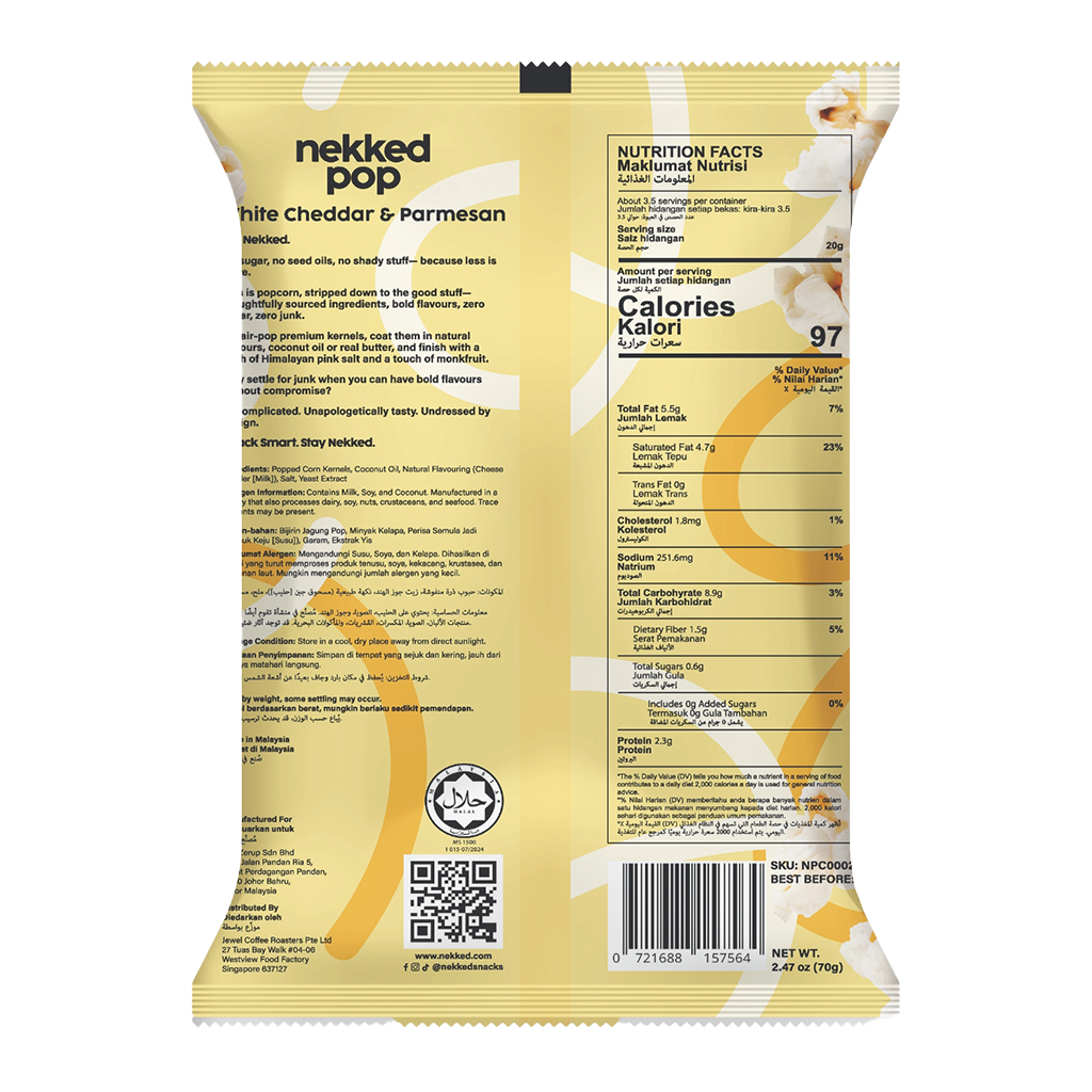 Nekked White Cheddar & Parmesan Popcorn
